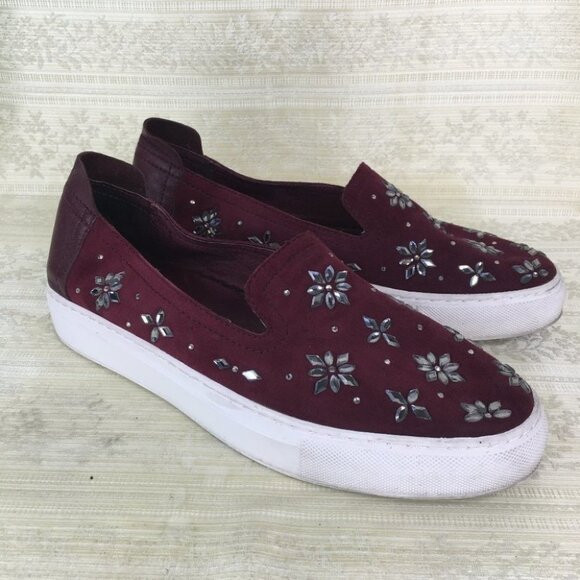 RACHEL ZOE Women's Burke with Crystals Slip on Sneaker Cabernet 8.5M - Picture 1 of 12